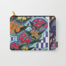 Retro Colorful Flower Market,Vintage Watercolor Floral Abstract Carry-All Pouch