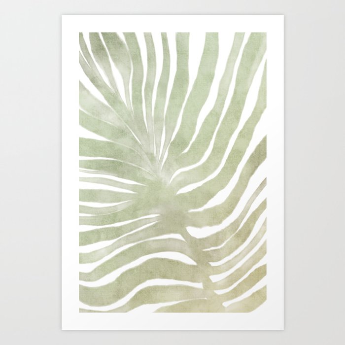 Sage green abstract tropical leaf Art Print