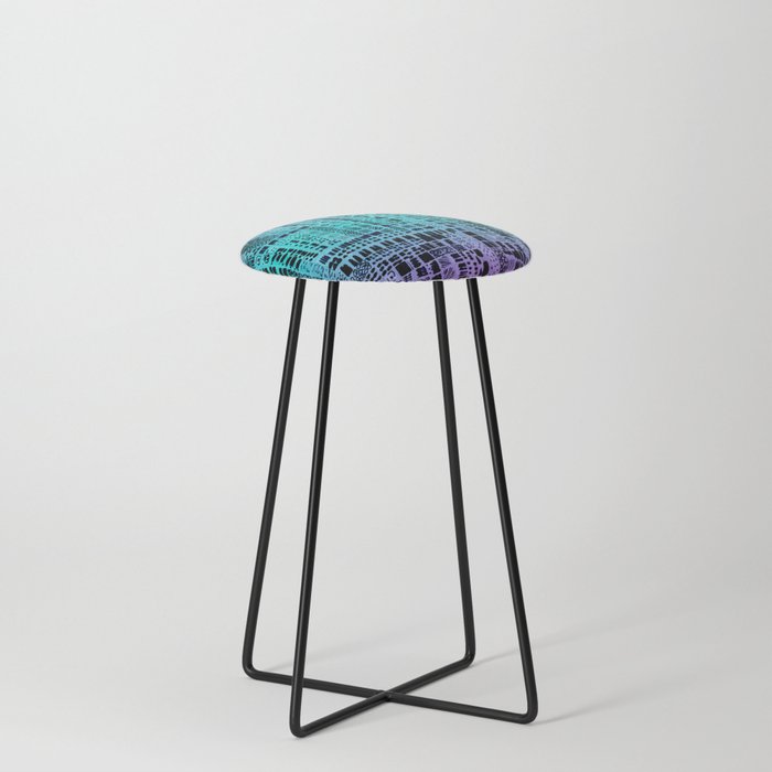 turquoise and purple ink marks hand-drawn collection Counter Stool