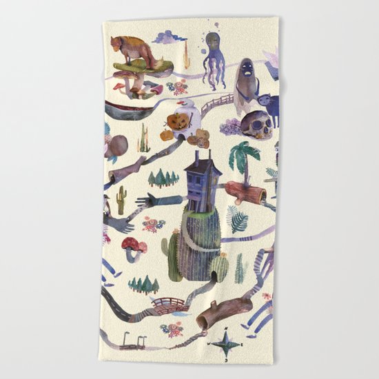 the big map Beach Towel