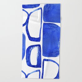 Abstract Half Circle Shapes In Classic Blue Beach Towel