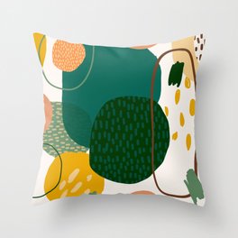 Abstract pattern with doodle shapes Throw Pillow