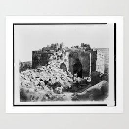 Vintage Photographic Print - 1870 - Ruins of Saracen Mosque, Baalbek Art Print | Lebanon, Photograph, Photo, Blackandwhite, Historic, Retro, Picture, Baalbek, Old, Middleeast 