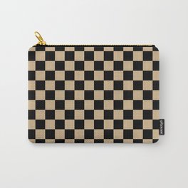 Black and Tan Brown Checkerboard Carry-All Pouch