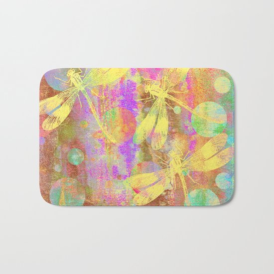A Dragonflies and Dots Bath Mat