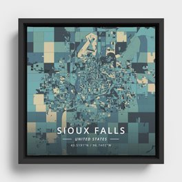 Sioux Falls, United States - Cream Blue Framed Canvas