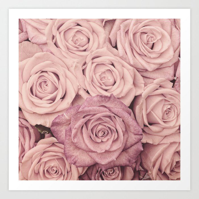 Some People Grumble - Pink Rose Pattern - Roses Garden Art Print