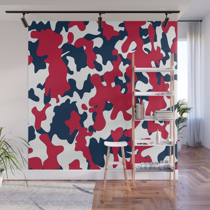 TEAM COLORS 5 CAMO RED, NAVY , WHITE Wall Mural