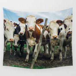 The Girls - Herd of Cows - Animal Farm Photo - Barn Photography Wall Tapestry