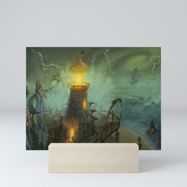Lighthouse Sea Storm  Mini Art Print