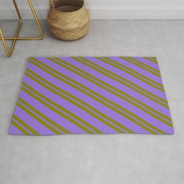 [ Thumbnail: Green & Purple Colored Striped Pattern Rug ]