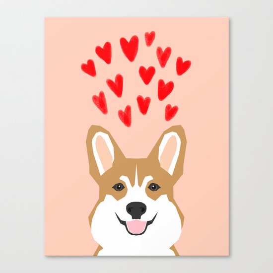 Valentines - Love Corgi Canvas Print