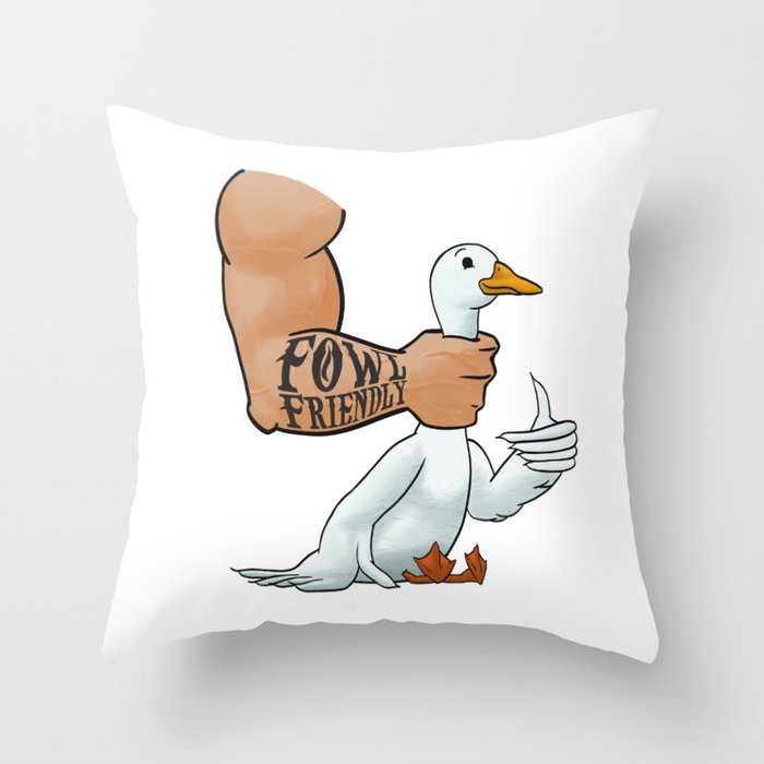 Fowl Friendly Throw Pillow