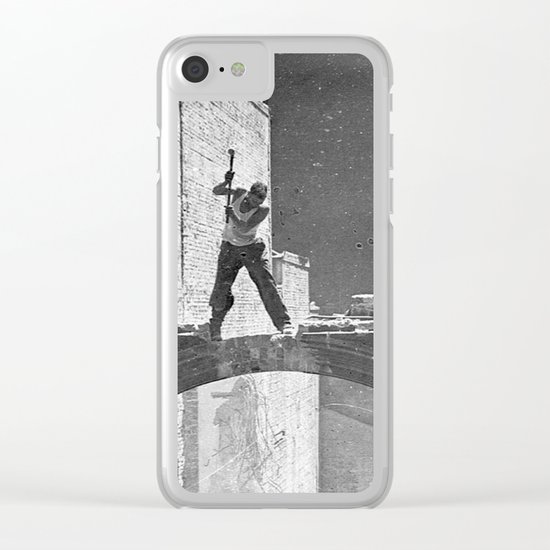 Old photo man of the bridge Clear iPhone Case