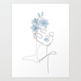 Blue Lily Girl Art Print