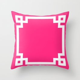 Light Hot Pink and White Greek Key Throw Pillow