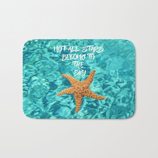 Not all Stars belong to the Sky- Aqua blue Sea Beach Summer Starfish on #Society6 Bath Mat