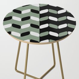 Vintage Diagonal Rectangles Black White Sage Green Side Table