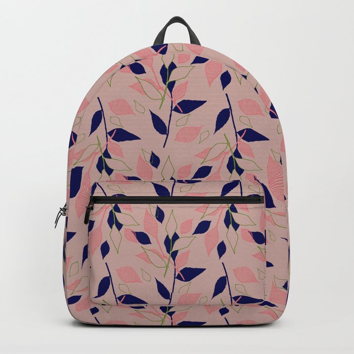 Pink and Navy Foliage Backpack