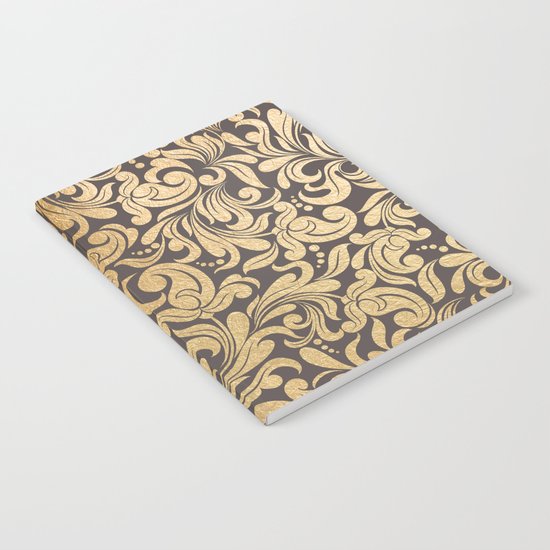 Gold foil swirls damask #11 Notebook