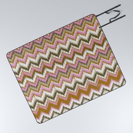 8-Bit Ikat Pattern – Ochre & Pink Picnic Blanket
