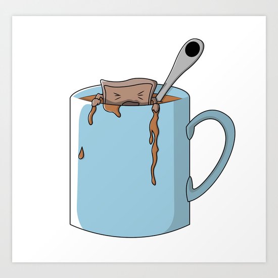 Teabag and mug Art Print