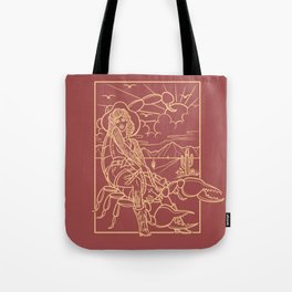 Cowgirl riding a scorpion  Tote Bag