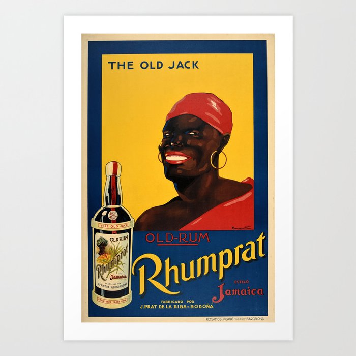 1920's Vintage Jamaican Rum Antique Poster Rhumprat rum Jamaica The Old Jack Design alcohol
