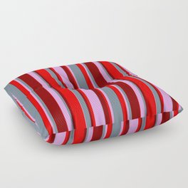 [ Thumbnail: Plum, Slate Gray, Maroon, and Red Colored Lines Pattern Floor Pillow ]