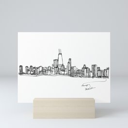 Chicago Skyline (A Continuous Line Drawing) Mini Art Print