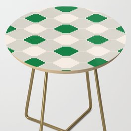 Abstract Southwest Plaid Pattern in Green and Light Grey Side Table