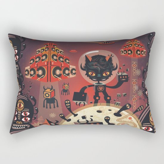 DJ Hammerhand cat - party at ogm garden Rectangular Pillow