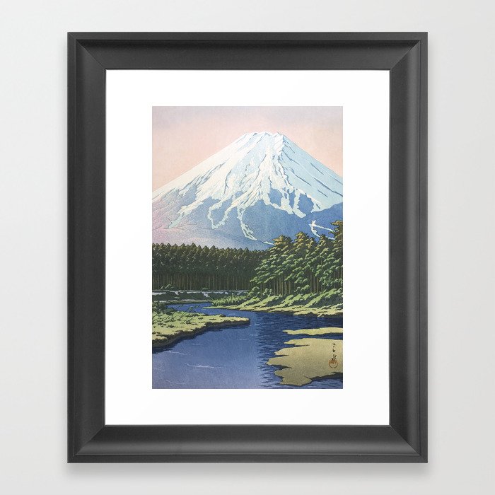 Hasui Kawase, Mount Fujiyama Seen From Oshino - Vintage Japanese Woodblock Print Art Framed Art Print