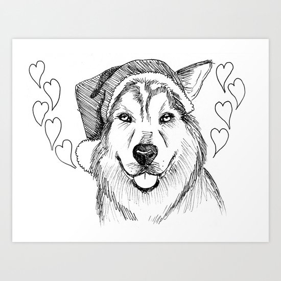 Husky Love Art Print
