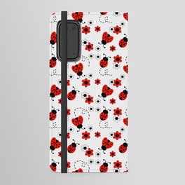 Red Ladybug Floral Pattern Android Wallet Case