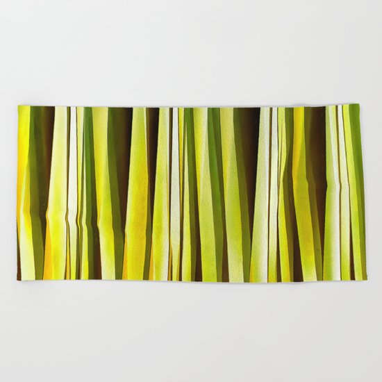Yellow Ochre and Brown Stripy Lines Pattern Beach Towel