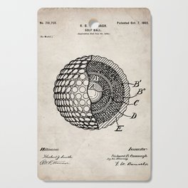 Golf Ball Patent - Golfer Art - Antique Cutting Board
