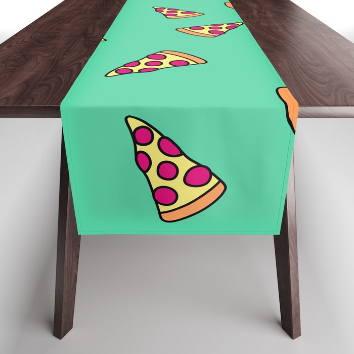 Neon Pizza Slice Pattern Table Runner