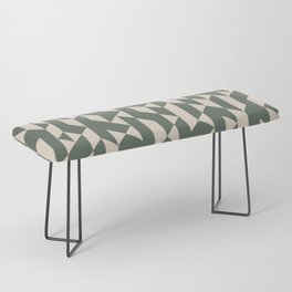 Abstract Geometric Pattern Green and Ivory Bench