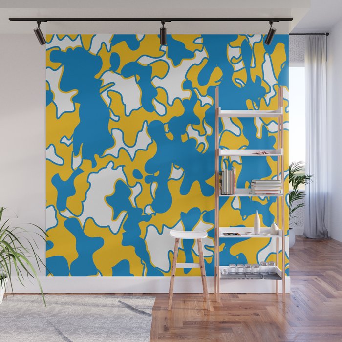 TEAM COLORS 5 CAMO LIGHT BLUE , GOLD, WHITE Wall Mural