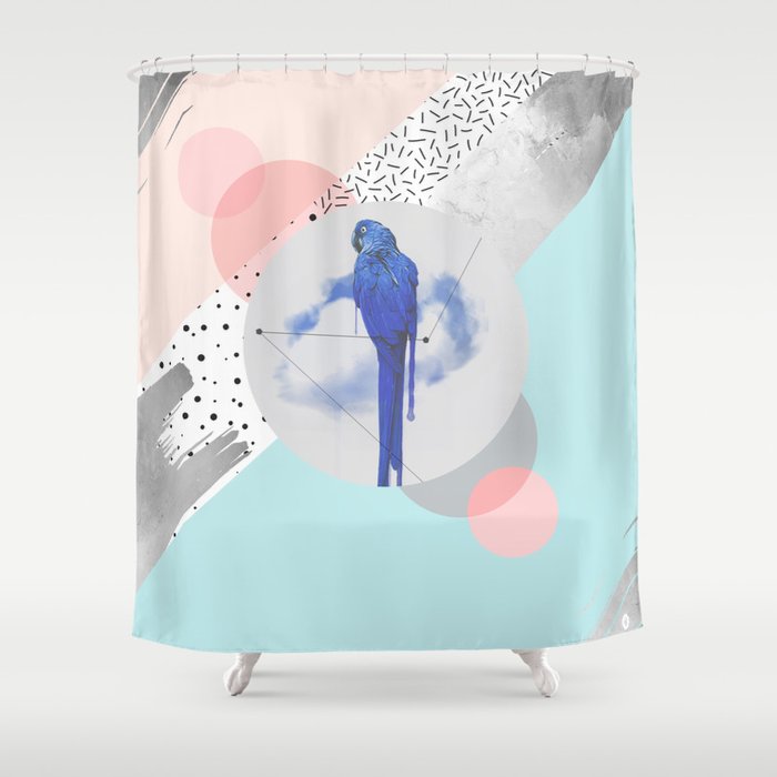 Abstract & bird Shower Curtain