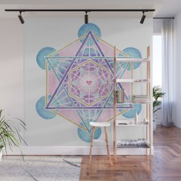 Watercolor Metatron's Cube Sacred Geometry Wall Mural