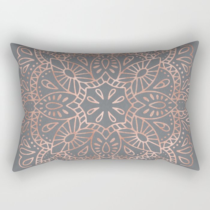 Mandala Rose Gold Pink Shimmer On Soft Gray By Nature