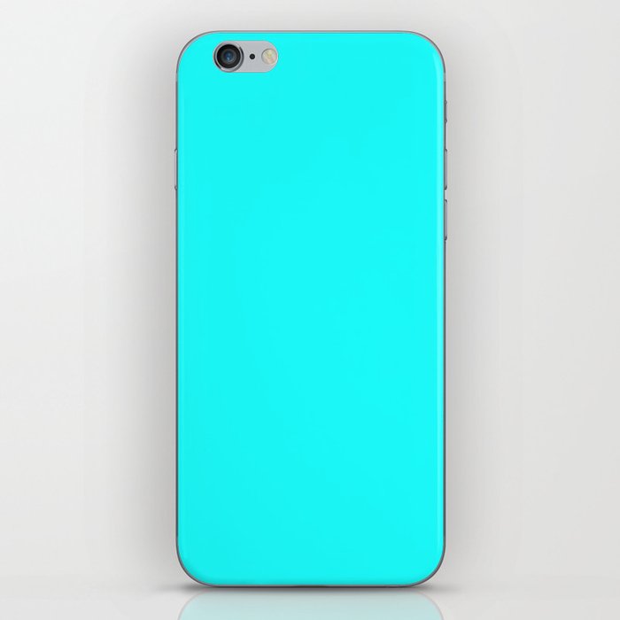 Bright Cyan Solid Color Popular Hues Patternless Shades of Cyan Collection Hex #1affff iPhone Skin