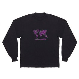 lilac watercolor world map Long Sleeve T-shirt