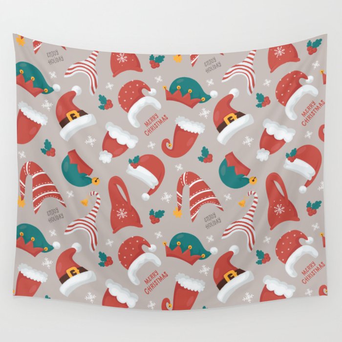Christmas gnomes seamless pattern Wall Tapestry
