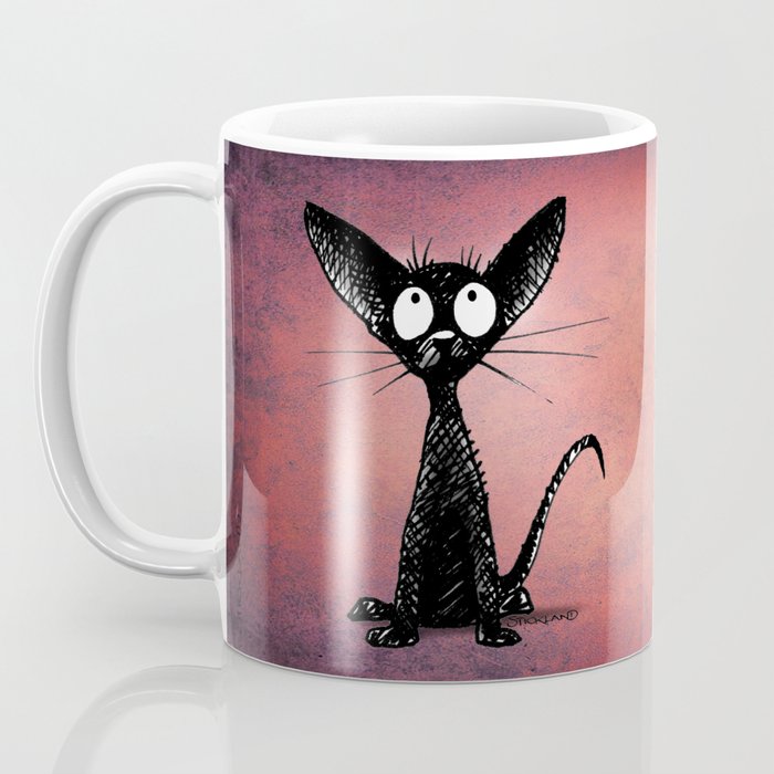 Little Black Cat on Pink Coffee Mug by paulstickland ...