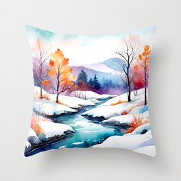 Fairytale Landscape - Winter Throw Pillow