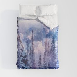 Winter forest in the mountains II Duvet Cover