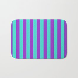 [ Thumbnail: Turquoise and Dark Orchid Colored Striped Pattern Bath Mat ]